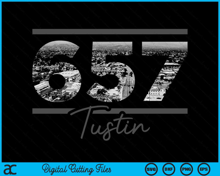 Tustin 657 Netnummer Skyline Californië Vintage SVG PNG digitale snijbestanden