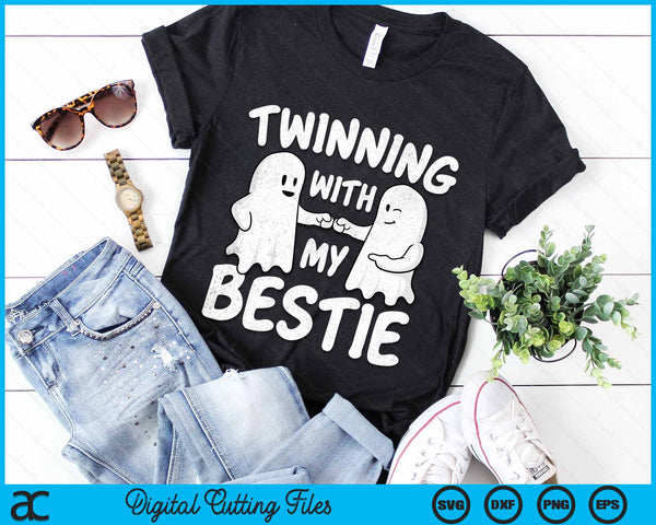 Twinning With My Bestie Halloween Ghost SVG PNG Digital Cutting File