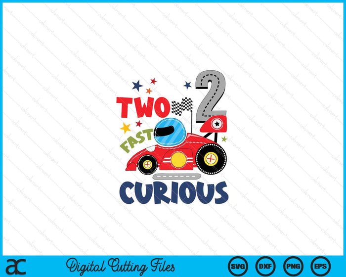 Two Fast 2 Curious Birthday Decorations 2nd Birthday Boy SVG PNG Digital Printable Files