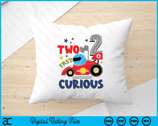 Two Fast 2 Curious Birthday Decorations 2nd Birthday Boy SVG PNG Digital Printable Files
