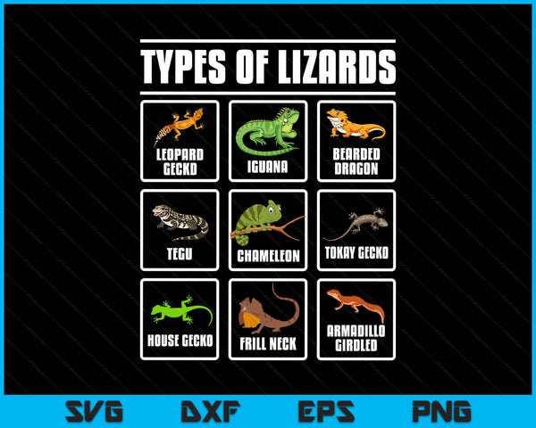 Types of lizards lizard reptiles SVG cut file