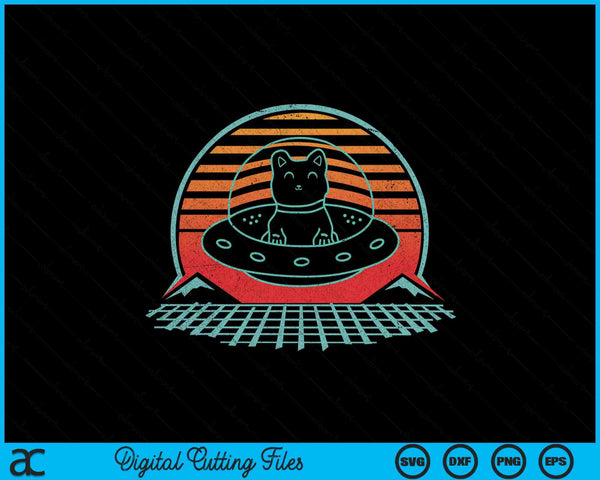 UFO anime space cat alien retro vintage 80s style SVG cut file