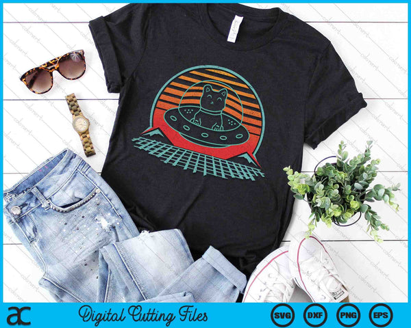 UFO Anime Space Cat Alien Retro Vintage 80s Style SVG PNG Digital Printable Files
