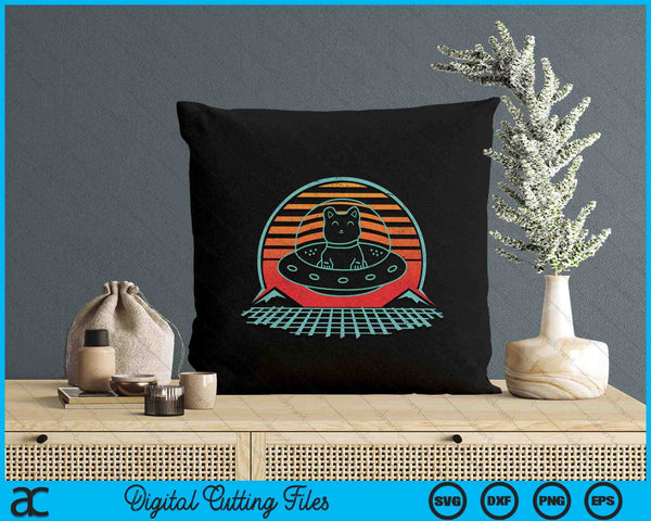 UFO Anime Space Cat Alien Retro Vintage 80s Style SVG PNG Digital Printable Files