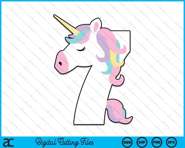 UNICORN seventh birthday SVG cut file