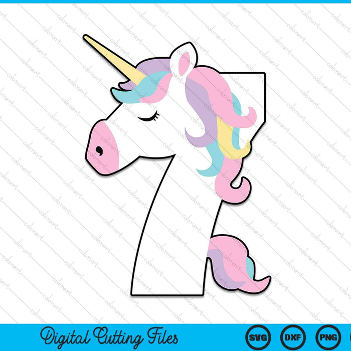 UNICORN seventh birthday SVG cut file