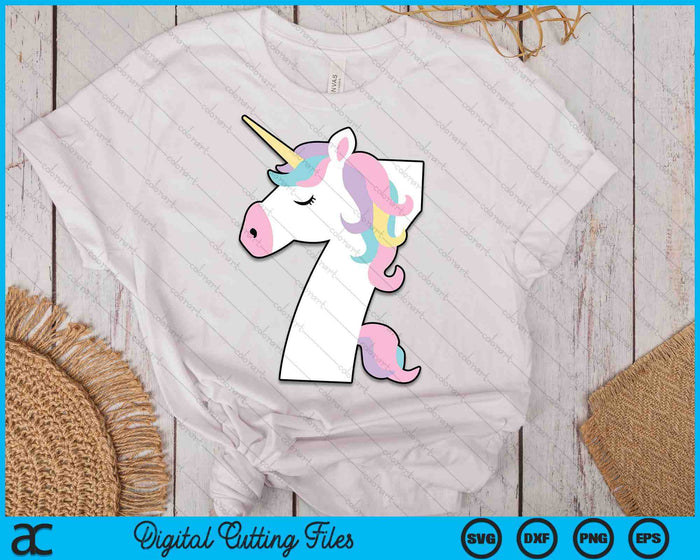 UNICORN Seventh Birthday SVG PNG Digital Printable Files