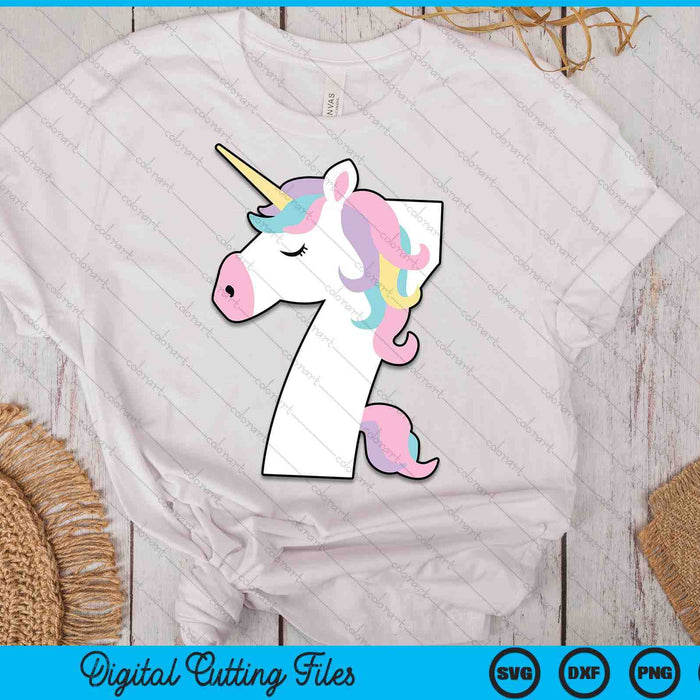 UNICORN Seventh Birthday SVG PNG Digital Printable Files