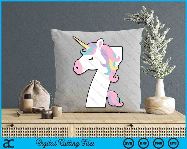 UNICORN Seventh Birthday SVG PNG Digital Printable Files