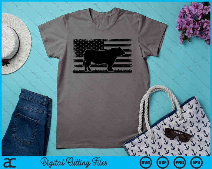 USA American Flag America Cow Black Angus Rancher SVG PNG Digital Printable Files