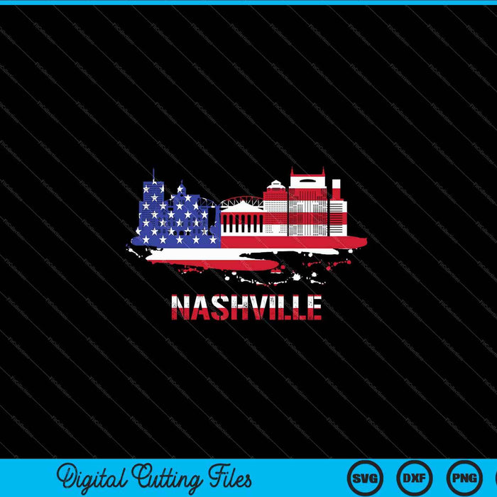 American flag cityscape Nashville Tennessee skyline SVG cut file