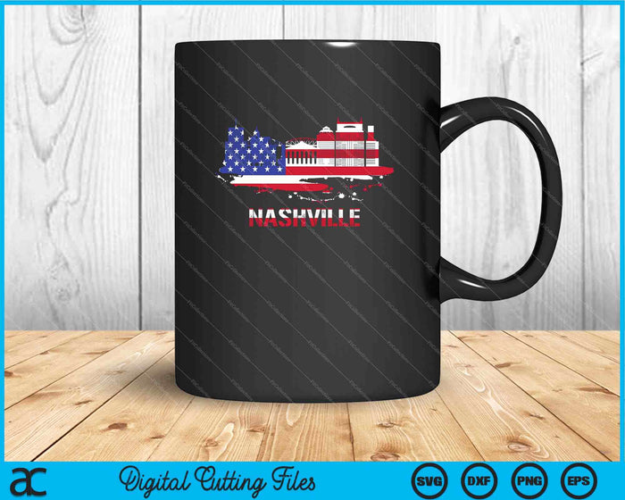 American Flag Cityscape Nashville Tennessee Skyline SVG PNG Digital Cutting Files