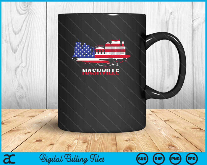 Bandera americana Paisaje urbano Nashville Tennessee Skyline SVG PNG Archivos de corte digital