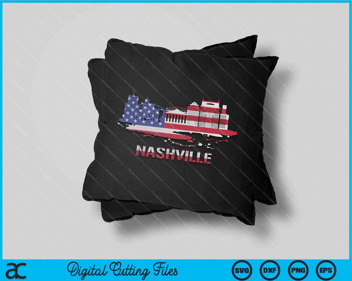 American Flag Cityscape Nashville Tennessee Skyline SVG PNG Digital Cutting Files