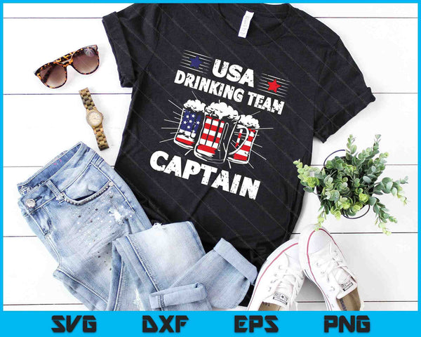 USA Drinking Team Captain 4th Of July Patriotic SVG PNG Digital Cutting Files - on a t-shirt