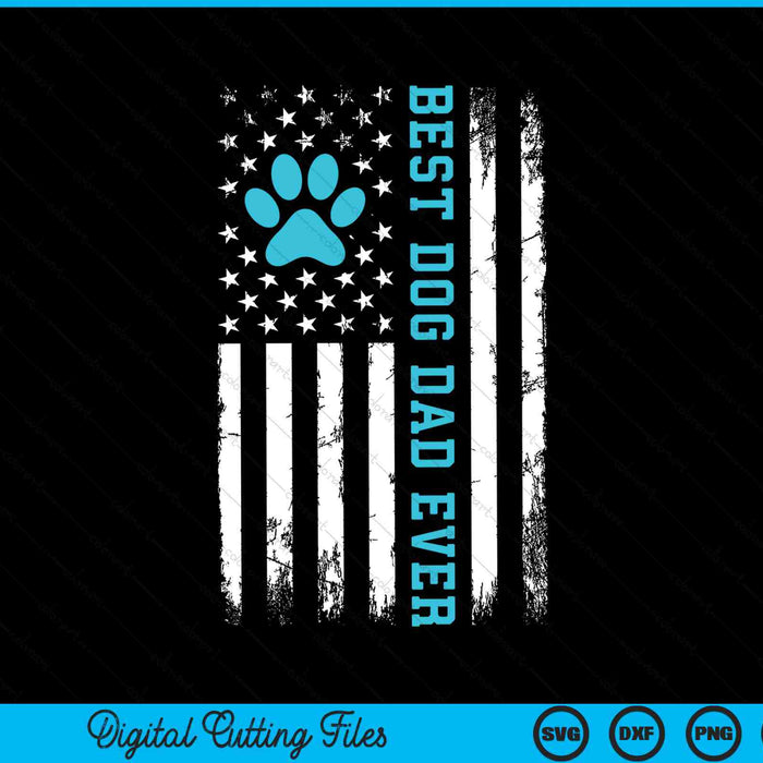 Bandera de EE.UU. Mejor perro papá jamás SVG PNG cortando archivos imprimibles