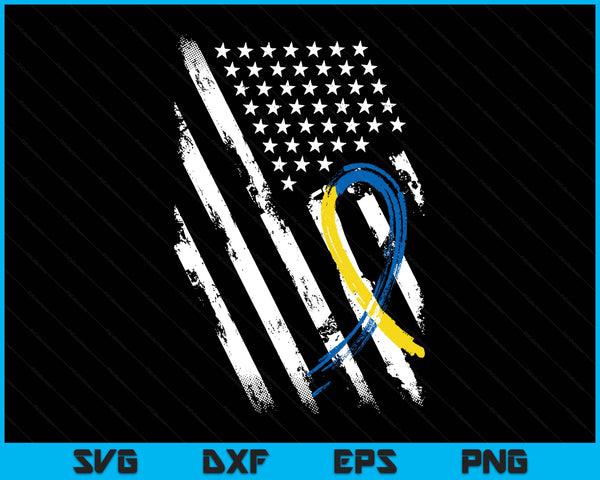 USA flag down syndrome awareness SVG cut file
