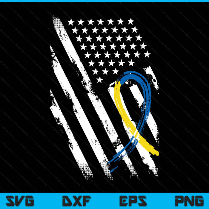 USA flag down syndrome awareness SVG cut file