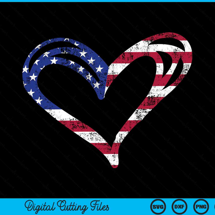 USA flag heart American patriotic Memorial Day SVG cut file