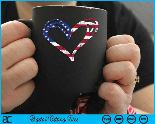 USA Flag Heart American Patriotic Memorial Day SVG PNG Digital Cutting Files