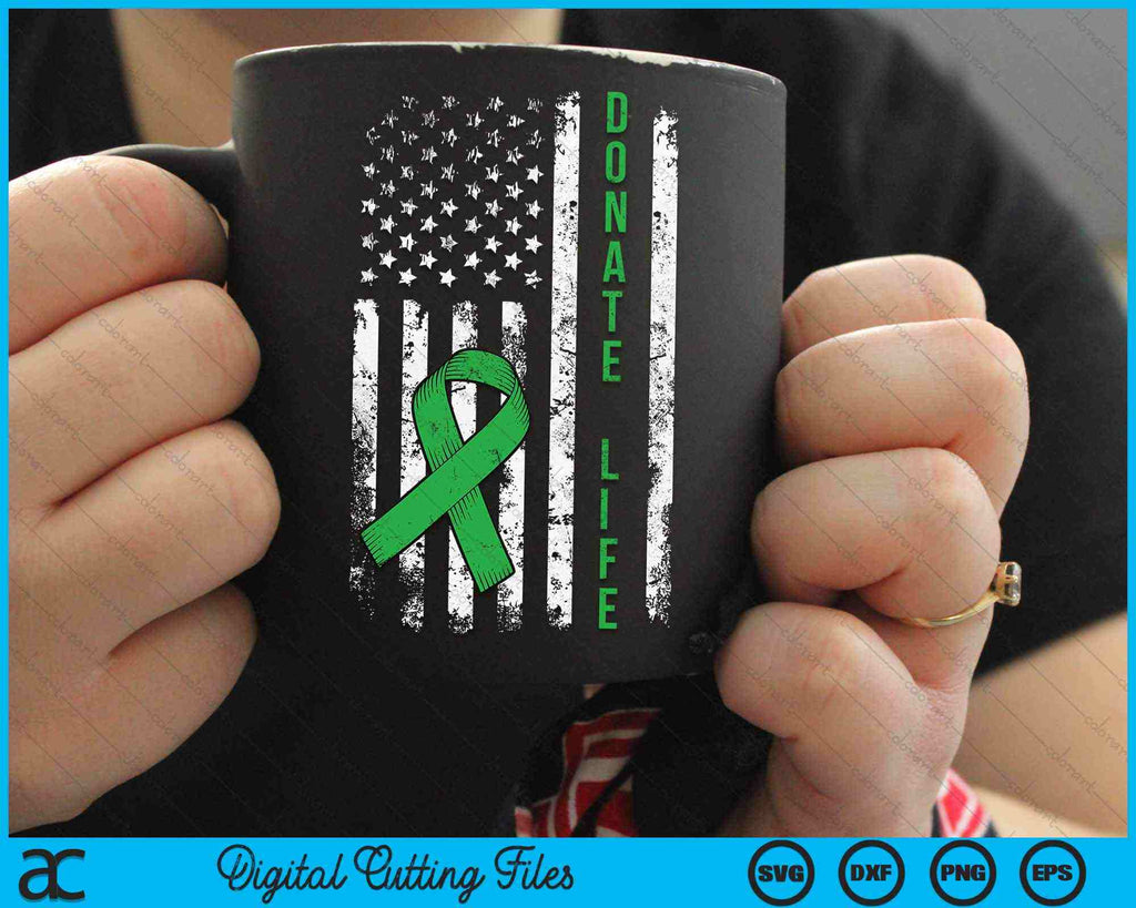USA Flag Organ Kidney Donor Ribbon Distressed Donate Life SVG Files ...