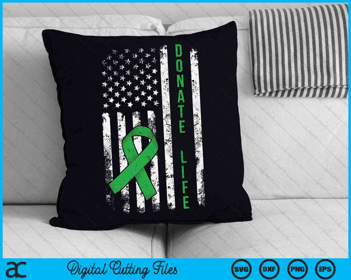 USA Flag Organ Kidney Donor Ribbon Distressed Donate Life SVG PNG Digital Cutting Files