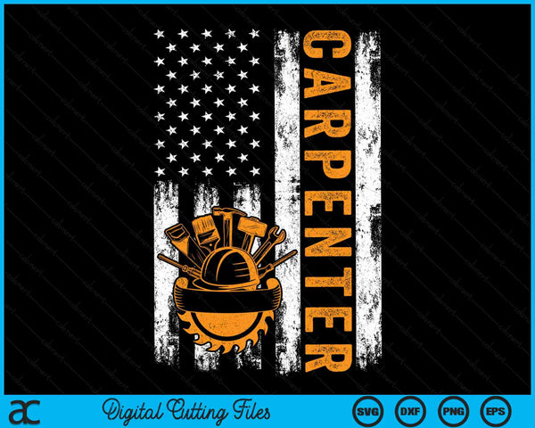 USA Flag Patriotic Carpenter American Flag SVG PNG Digital Cutting Files