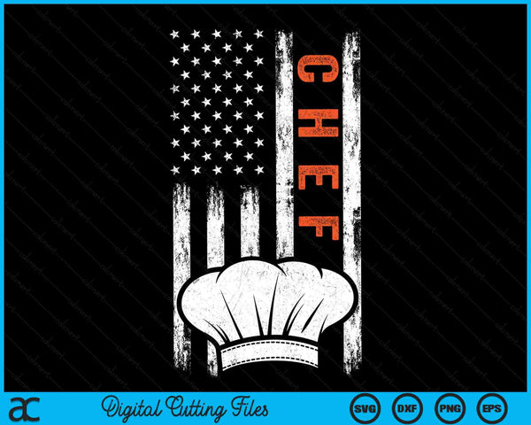 USA vlag patriottische chef-kok Amerikaanse vlag SVG PNG digitale snijden-bestanden