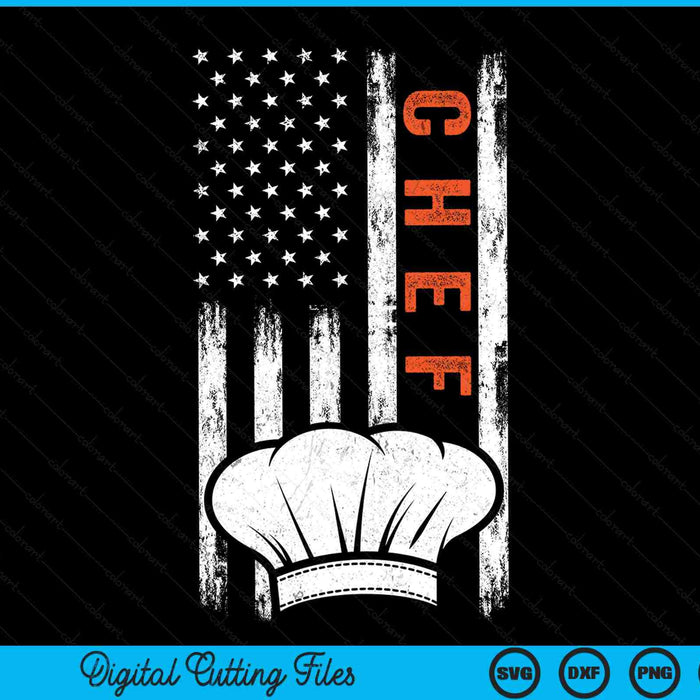 USA Flag Patriotic Chef American Flag SVG PNG Digital Cutting Files