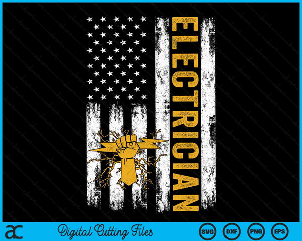 USA Flag Patriotic Electrician American Flag SVG PNG Digital Cutting Files
