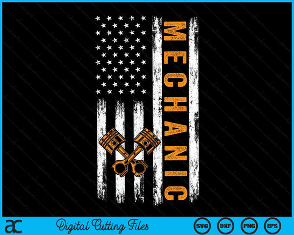 USA Flag Patriotic Mechanic American Flag SVG PNG Digital Cutting Files