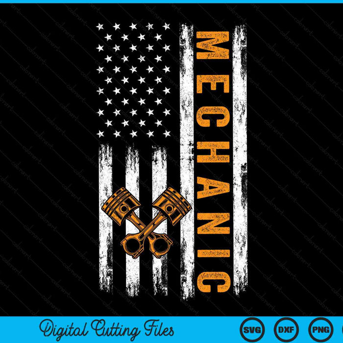 USA Flag Patriotic Mechanic American Flag SVG PNG Digital Cutting Files