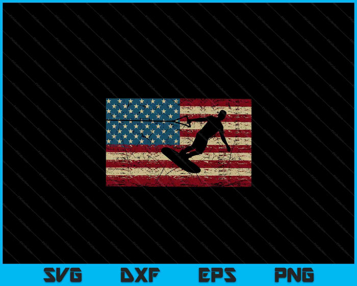 USA Flag Wakeboarding T Shirt Wakeboarder SVG PNG Digital Cutting Files