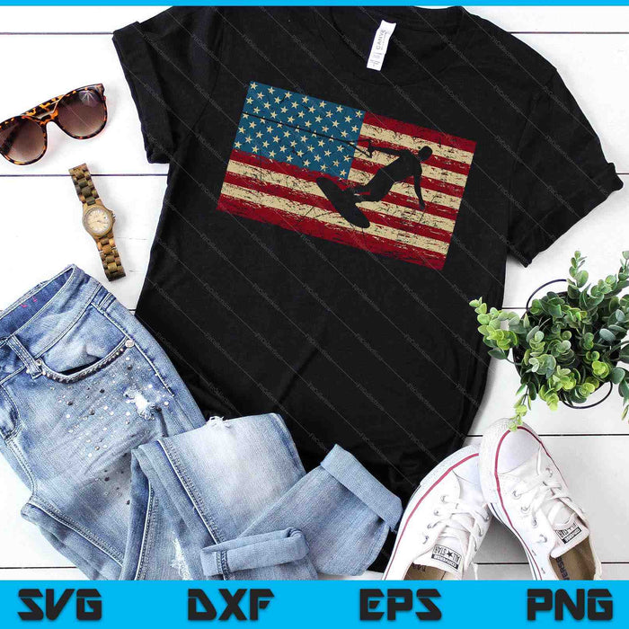 USA Flag Wakeboarding T Shirt Wakeboarder SVG PNG Digital Cutting Files