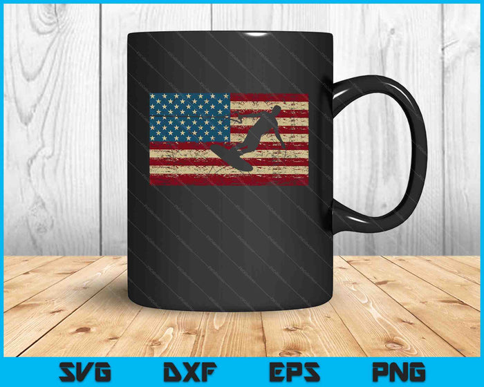 USA Flag Wakeboarding T Shirt Wakeboarder SVG PNG Digital Cutting Files