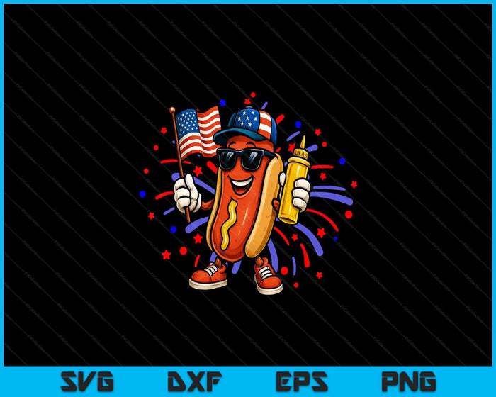 USA Hot Dog American Flag USA 4th Of July Fourth Patriotic SVG PNG Digital Printable Files