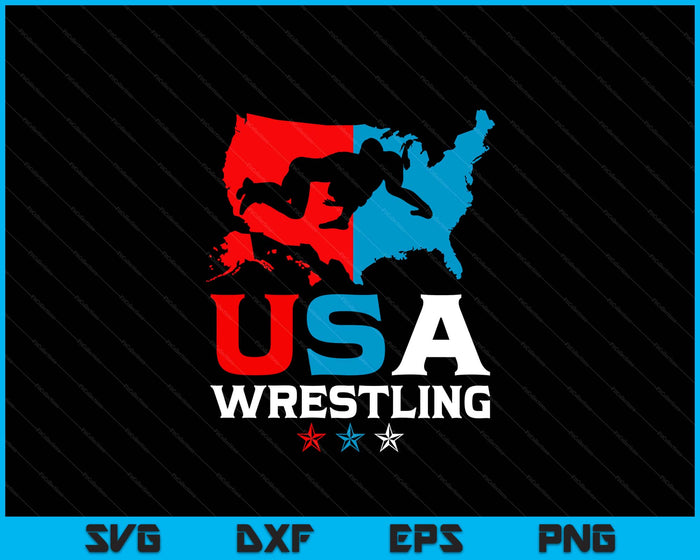 USA Wrestling Independence Day American Flag Wrestler Sports SVG PNG Digital Printable Files