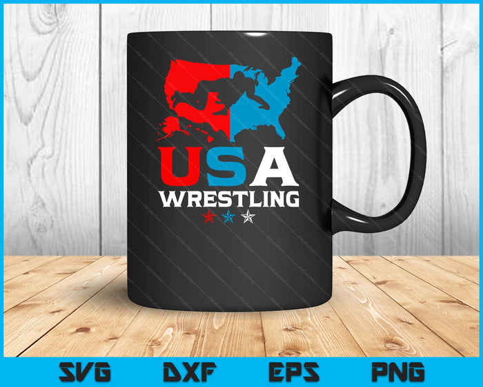 USA Wrestling Independence Day American Flag Wrestler Sports SVG PNG Digital Printable Files