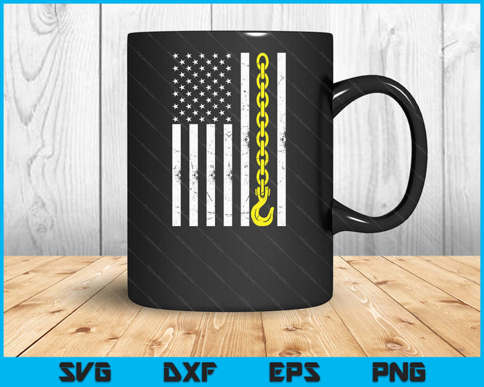 USA Yellow Thin Line Hook Tow Truck American Driver SVG PNG Digital Printable Files