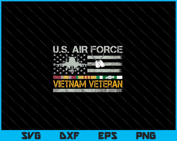 Veterano de Vietnam de la Fuerza Aérea de EE. UU. Veterano de la USAF Bandera de EE. UU. SVG PNG Cortando archivos imprimibles