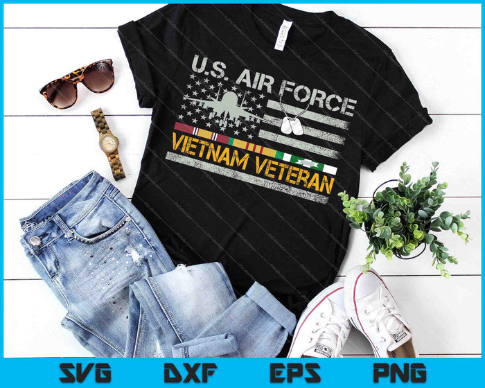 Veterano de Vietnam de la Fuerza Aérea de EE. UU. Veterano de la USAF Bandera de EE. UU. SVG PNG Cortando archivos imprimibles