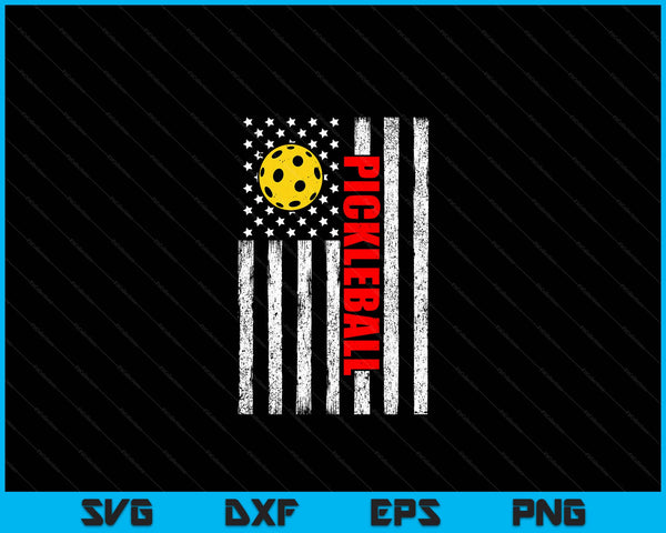 US American Flag Pickleball Patriotic Pickleball SVG PNG Digital Cutting Files