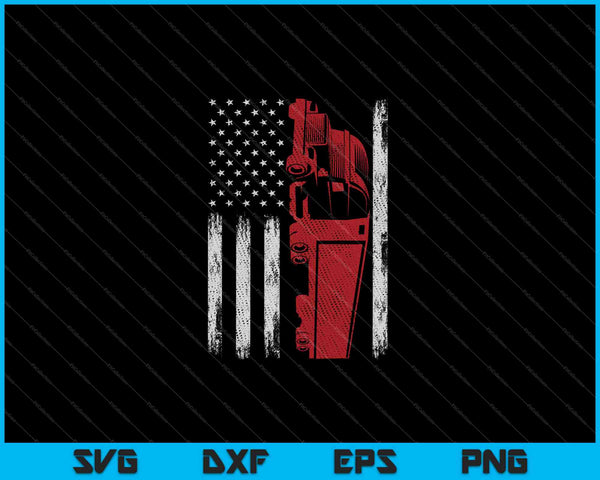 Amerikaanse Amerikaanse vlag Semi vrachtwagenchauffeur SVG PNG snijden afdrukbare bestanden