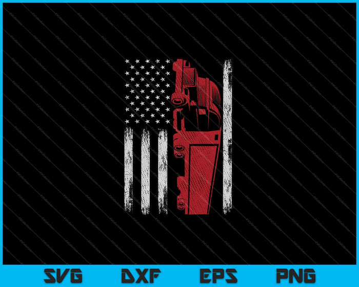 Bandera estadounidense de EE. UU. Semi Truck Driver SVG PNG Cortando archivos imprimibles