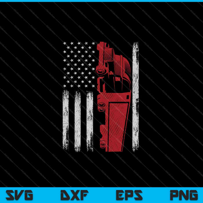Bandera estadounidense de EE. UU. Semi Truck Driver SVG PNG Cortando archivos imprimibles