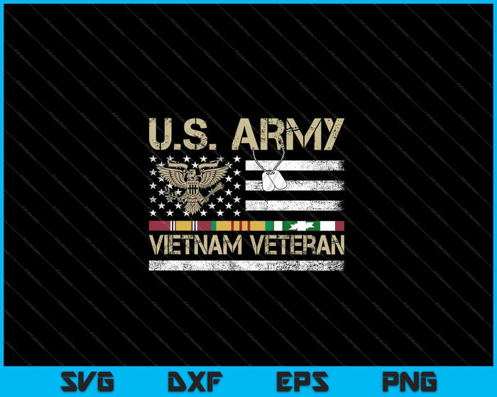 Veterano de Vietnam del Ejército de EE. UU. Bandera de EE. UU. SVG PNG Cortando archivos imprimibles