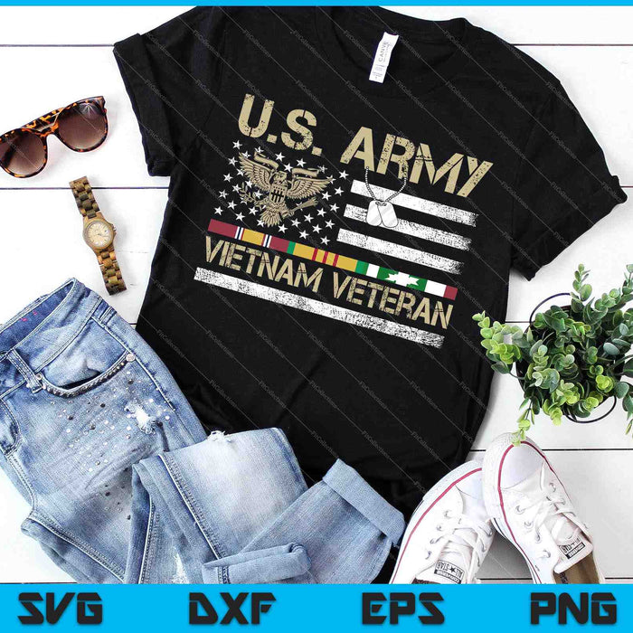 Amerikaanse leger Vietnam veteraan USA vlag SVG PNG snijden afdrukbare bestanden