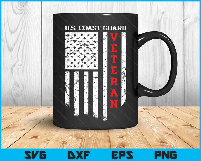 US Coast Guard Veteran USCG American Flag SVG PNG Digital Cutting Files
