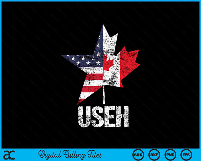 USEH Half Canadian American USA Flag SVG PNG Digital Cutting Files