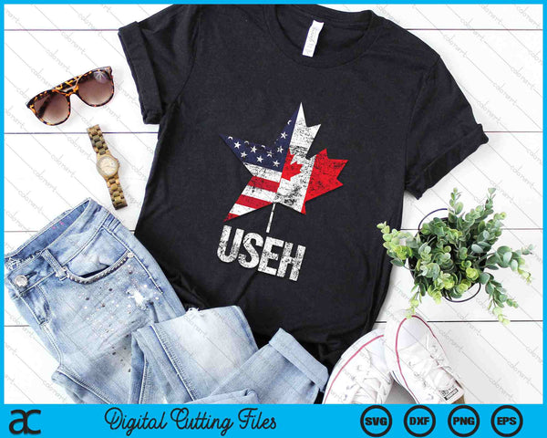 USEH Half Canadian American USA Flag SVG PNG Digital Cutting Files